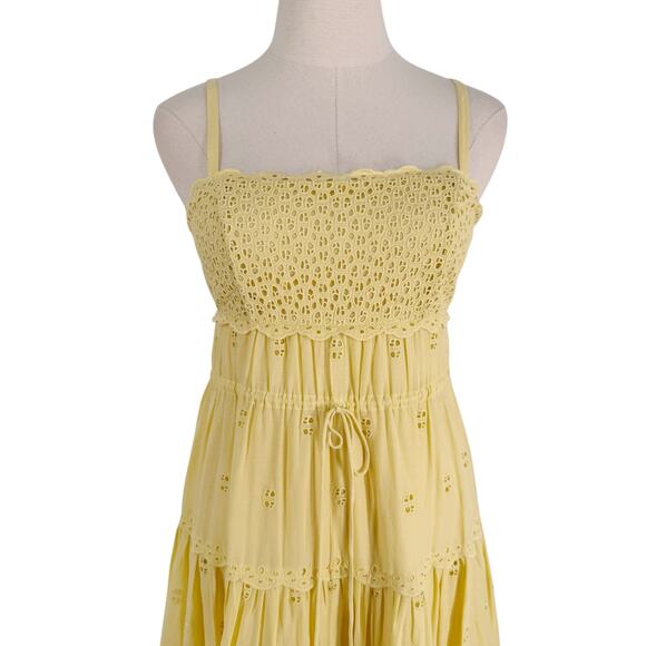 NWT Ulla Johnson Isadore Midi Dress Yellow Eyelet Preppy Beach Party Size 2 - Picture 4 of 16